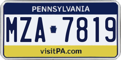 PA license plate MZA7819