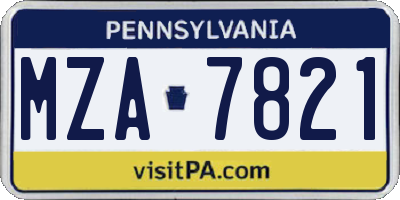 PA license plate MZA7821