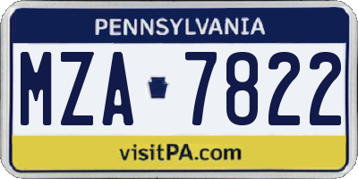 PA license plate MZA7822
