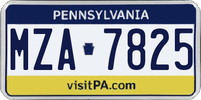 PA license plate MZA7825