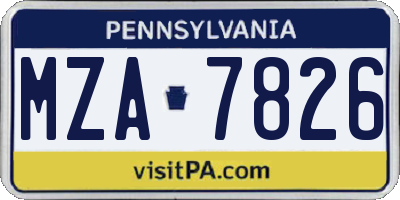 PA license plate MZA7826