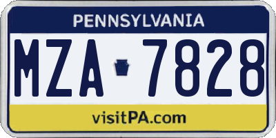 PA license plate MZA7828