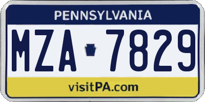 PA license plate MZA7829