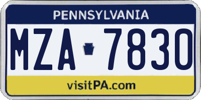 PA license plate MZA7830