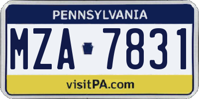 PA license plate MZA7831
