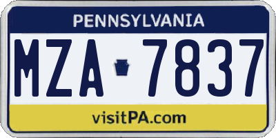 PA license plate MZA7837