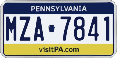PA license plate MZA7841