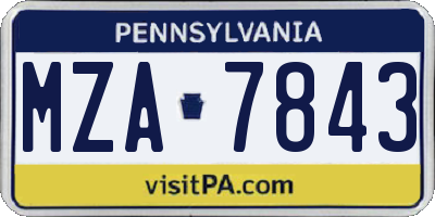 PA license plate MZA7843