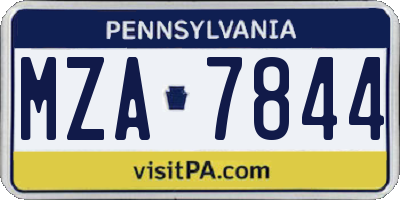 PA license plate MZA7844