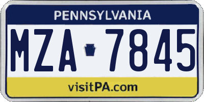 PA license plate MZA7845