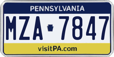 PA license plate MZA7847