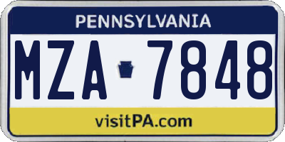 PA license plate MZA7848