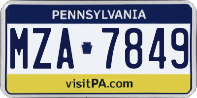 PA license plate MZA7849