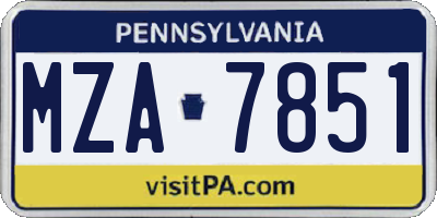 PA license plate MZA7851