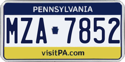 PA license plate MZA7852