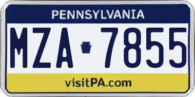 PA license plate MZA7855