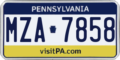 PA license plate MZA7858