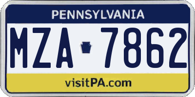 PA license plate MZA7862