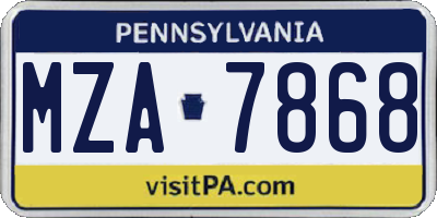 PA license plate MZA7868