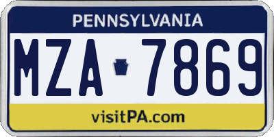 PA license plate MZA7869