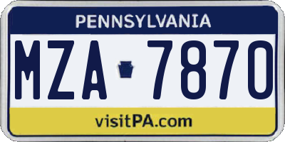 PA license plate MZA7870