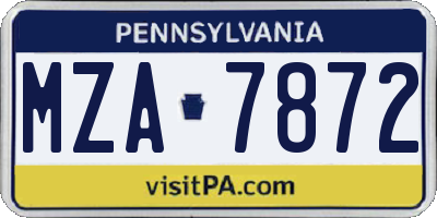 PA license plate MZA7872