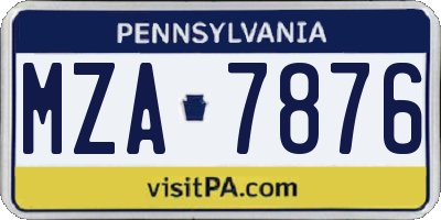 PA license plate MZA7876