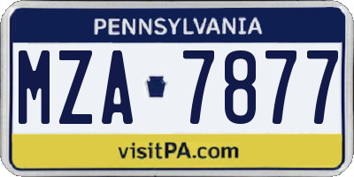 PA license plate MZA7877