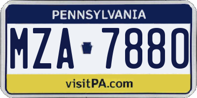 PA license plate MZA7880