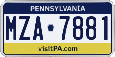 PA license plate MZA7881