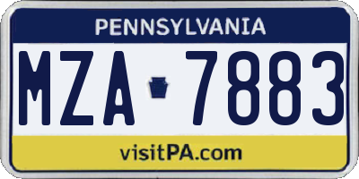 PA license plate MZA7883