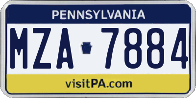 PA license plate MZA7884