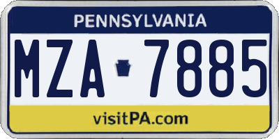 PA license plate MZA7885