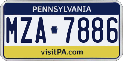 PA license plate MZA7886
