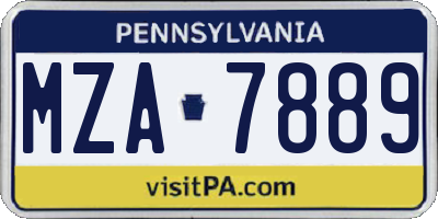 PA license plate MZA7889