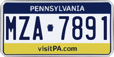 PA license plate MZA7891