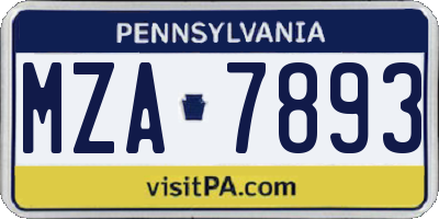 PA license plate MZA7893
