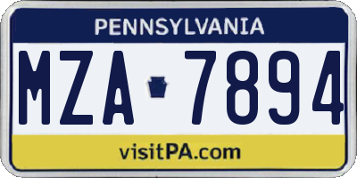 PA license plate MZA7894