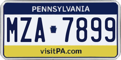 PA license plate MZA7899