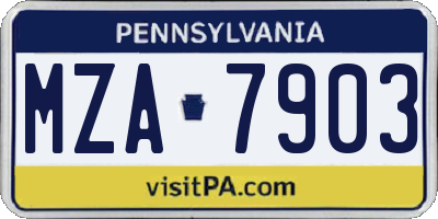 PA license plate MZA7903