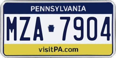 PA license plate MZA7904