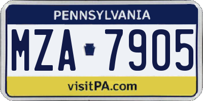 PA license plate MZA7905