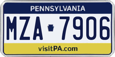 PA license plate MZA7906