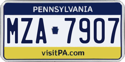 PA license plate MZA7907