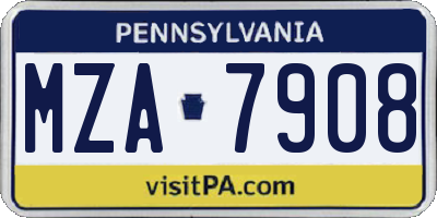 PA license plate MZA7908