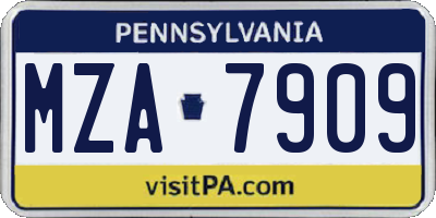 PA license plate MZA7909