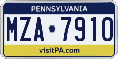 PA license plate MZA7910