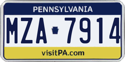 PA license plate MZA7914