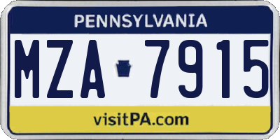 PA license plate MZA7915