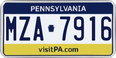 PA license plate MZA7916